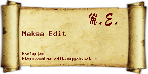 Maksa Edit névjegykártya
